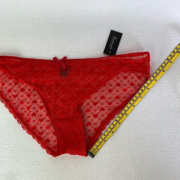 Frederick's Of Hollywood Size 1X Red Maree Hearts Lace Love Panty NWT - Picture 3 of 9